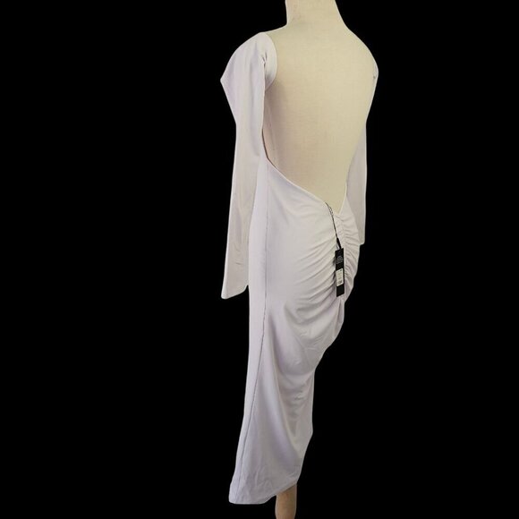 Fashion Nova Monaco Backless Midi Dress Size S White Bodycon Long Sleeve NWT - Picture 9 of 13